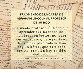 Carta de Abraham Lincoln al profesor de su hijo